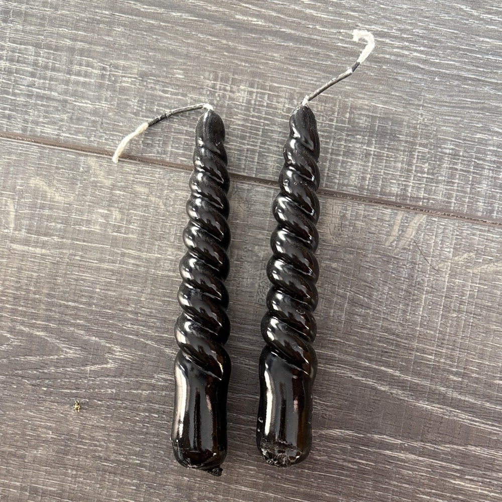 NEW Black Spiral Candles, set of two